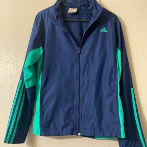 Dark blue and teal Adidas windbreaker